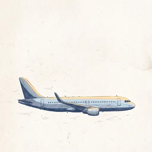 Hand-Drawn Commercial Airplane Profile Illustration