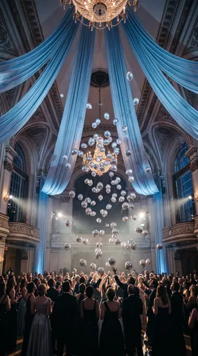 Grand Ballroom Celebration With Falling Balloons