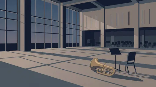 Minimalist Tuba in Empty Rehearsal Hall