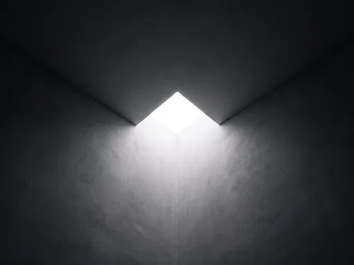 Minimalist Corner Skylight in Grey Plaster