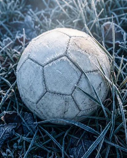 Frosted White Soccer Ball in Grass