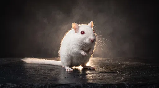 White Gerbil on Dark Slate Surface