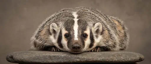Studio Portrait of Resting American Badger
