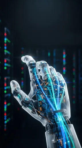 Translucent Robotic Hand with Glowing Fiber Optics