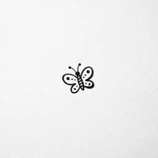Minimalist Black Ink Butterfly Doodle on Paper