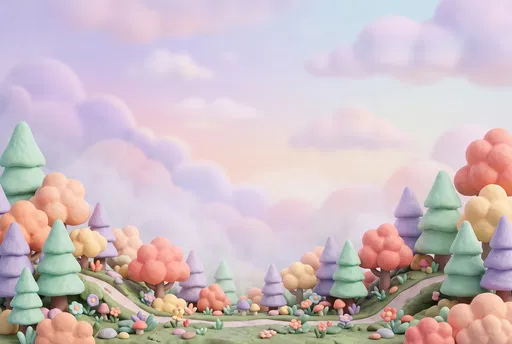 Pastel Clay Forest Border Background