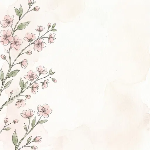Watercolor Cherry Blossom Botanical Background