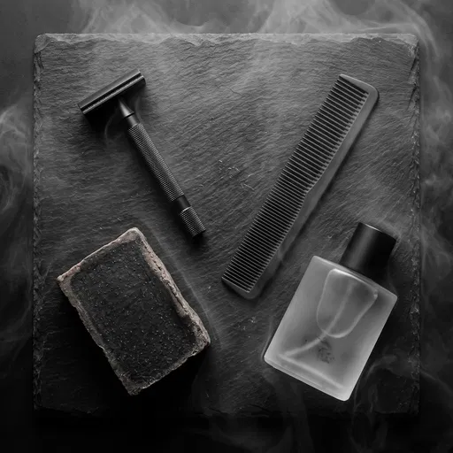 Black Men's Grooming Essentials On Slate