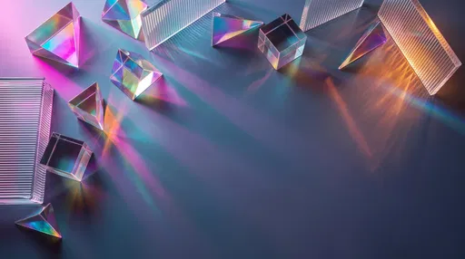 Glass Prisms and Blocks with Rainbow Refractions