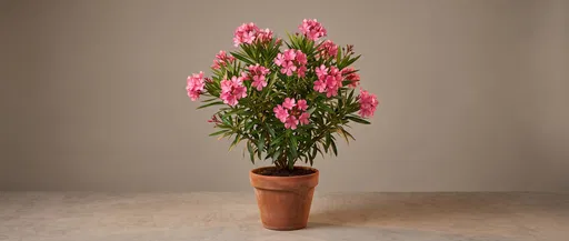 Pink Oleander Shrub in Terracotta Pot