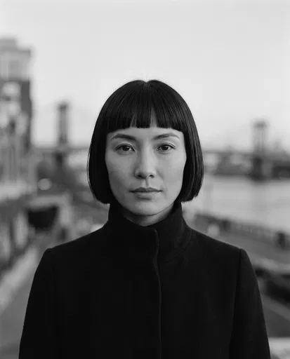 Monochrome Portrait of Woman with Bob
