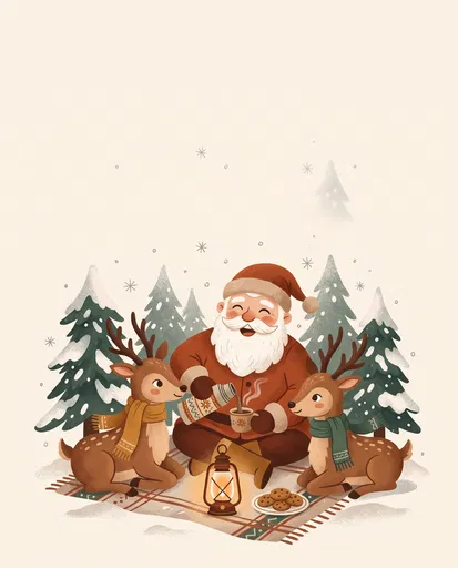 Cozy Santa and Reindeer Holiday Picnic