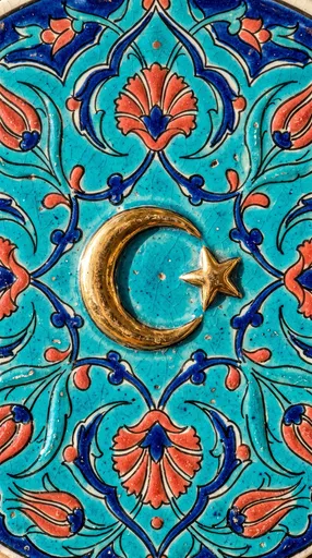 Golden Crescent on Iznik Ceramic Tile