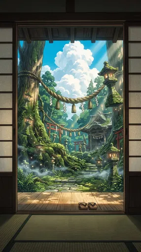 Anime View Of Mystical Forest Shrine
