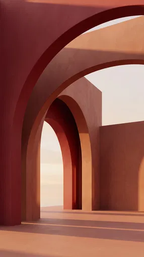 Minimalist Terracotta and Crimson Architectural Arches