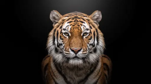 Symmetrical Studio Portrait of Bengal Tiger