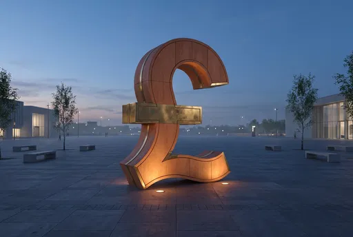 Terracotta and Brass Pound Sculpture in Plaza