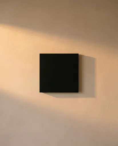 Matte Black Square on Beige Wall