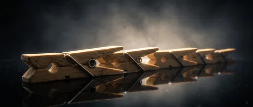 Wooden Clothes Pegs on Black Surface