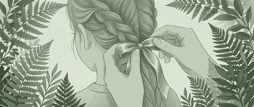 Hands Tying Bow in Braided Hair
