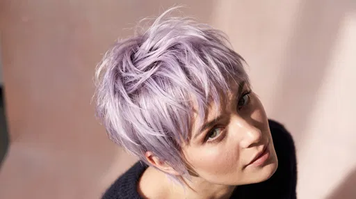 Woman With Pastel Lavender Pixie Cut