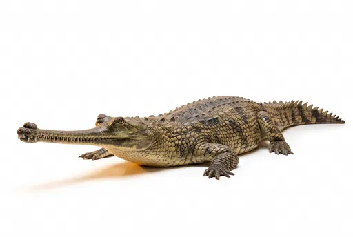 Adult Gharial Crocodile on White Background