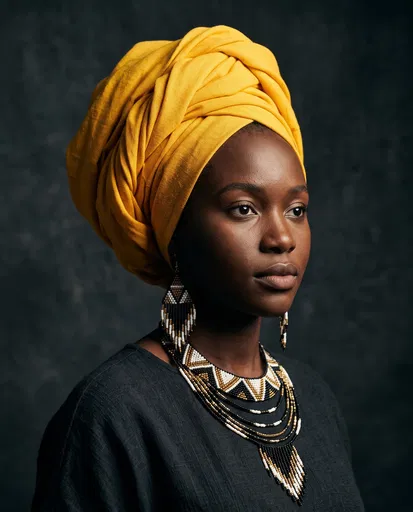 Portrait of Woman in Yellow Headwrap