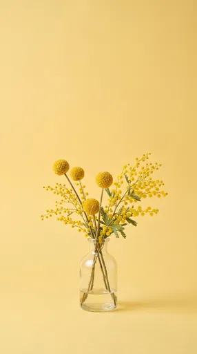 Yellow Flowers in Glass Bud Vase