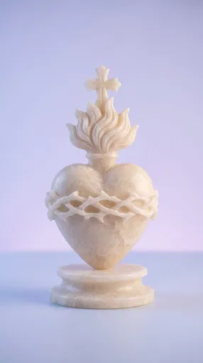 Carved Alabaster Sacred Heart Sculpture