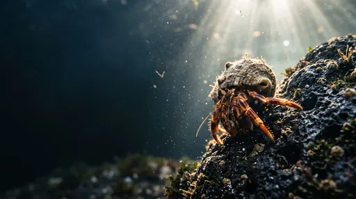 Hermit Crab Underwater in Sunbeams