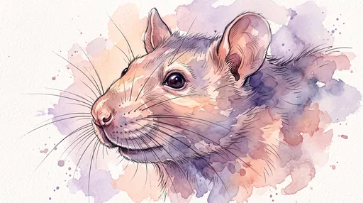 Pastel Watercolor Rat Portrait Illustration