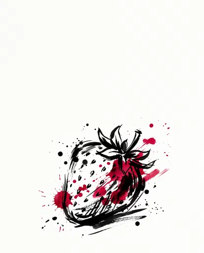 Expressive Ink Drawing of a Strawberry