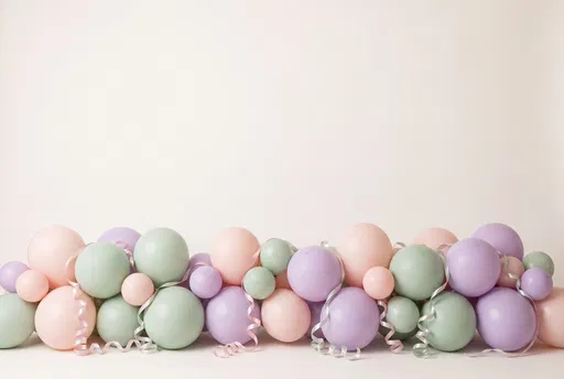 Pastel Balloons Border on White Background