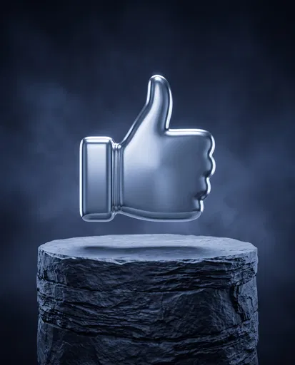 Silver Thumbs Up On Slate Pedestal