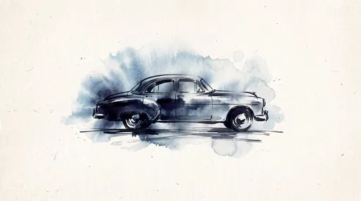 Watercolor Ink Classic Sedan Profile