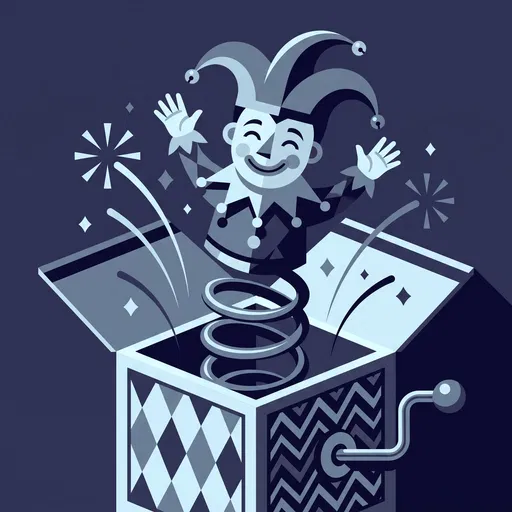 Monochrome Blue Jack In The Box Illustration