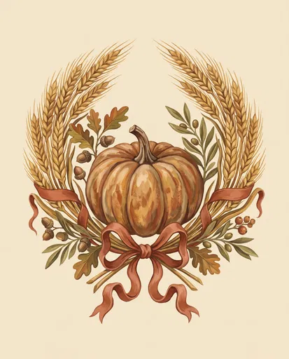 Autumn Harvest Pumpkin and Wheat Crest