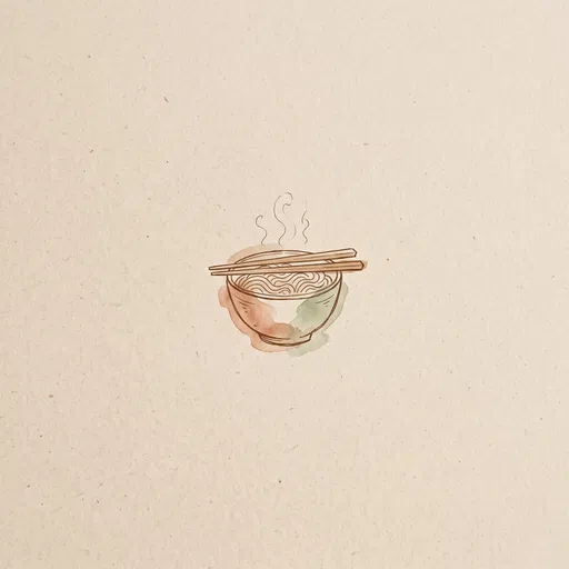 Minimalist Watercolor Ramen Bowl Illustration