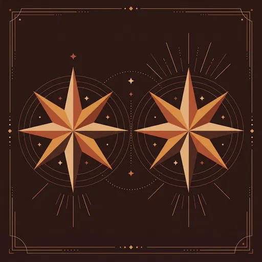 Geometric Twin Celestial Stars Illustration