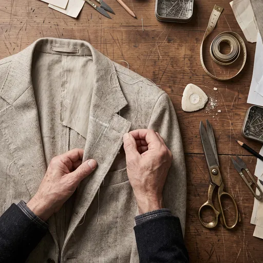 Tailor Hands Pinning Bespoke Suit Jacket