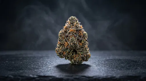 Single Cannabis Bud on Dark Slate