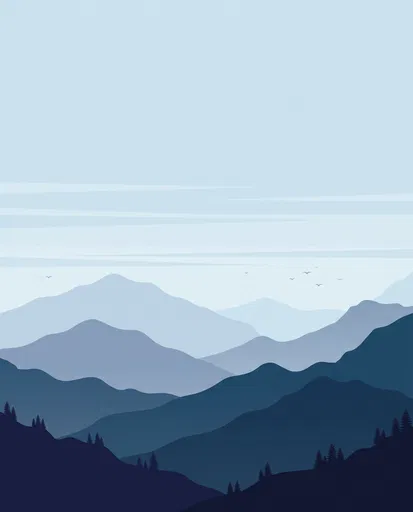 Blue Layered Mountain Ridges Illustration