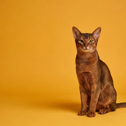 Abyssinian Cat on Yellow Studio Background