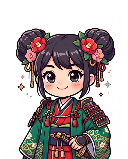 Cute Chibi Samurai Girl Illustration
