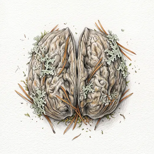 Walnut Shells Resembling a Brain