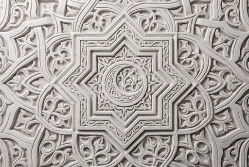 Carved White Plaster Islamic Star Relief
