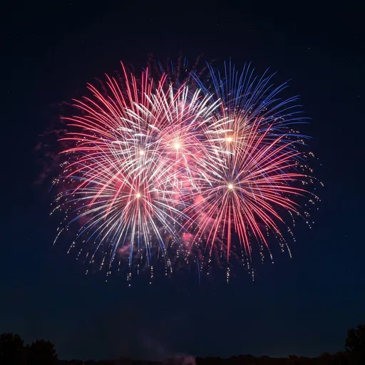 Red White and Blue Fireworks Display