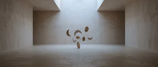 Kinetic Sculpture in Minimalist Plaster Room