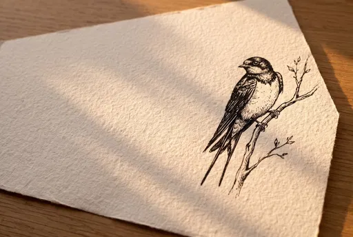 Black Ink Swallow Sketch on Textured Paper