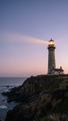 Coastal Lighthouse on Cliff at Twilight